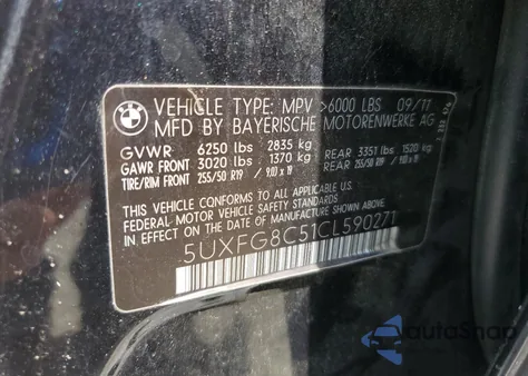 2012 BMW X6 xDrive50I из США, поврежденный, VIN 5UXFG8C51CL590271